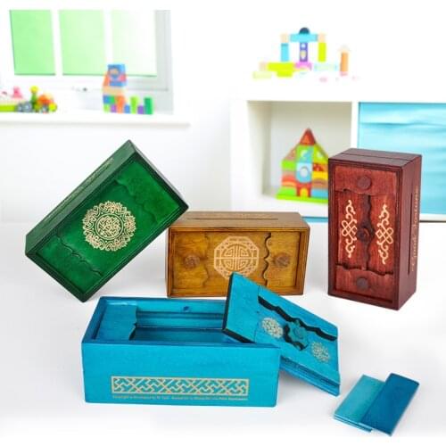 2021 Wooden Box Secret Trick Intelligence Compartment Magic Money Gift Box Brain Teaser Puzzles For Kids Logic Educational Toy