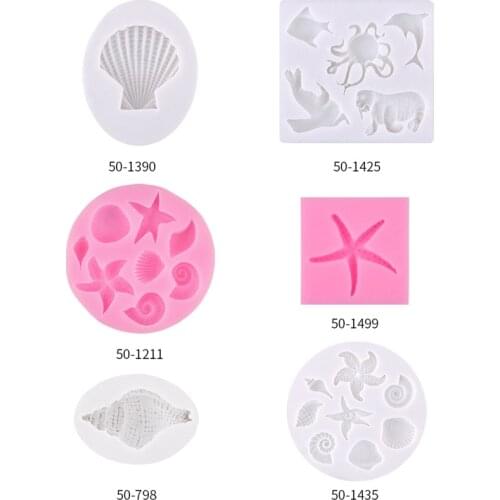 DIY Marine life mold cement crafts succulent bonsai potted cake baking silicone mold Valentines Day