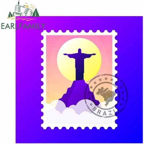 EARLFAMILY 13cm x 13cm For Brazil Postage Stamp Graffiti Car Sticker Anime Decal Scratch-proof Personality Vinyl Material Decor