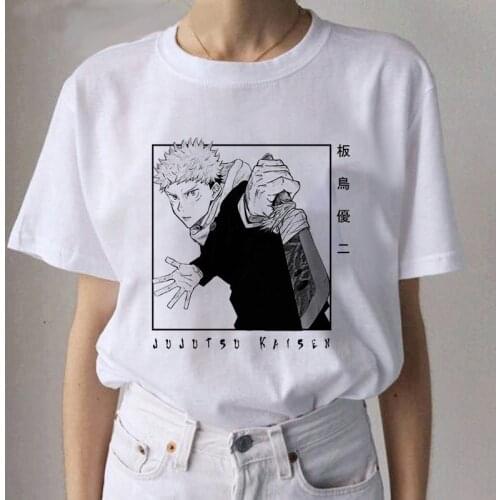 Japanese Anime Jujutsu Kaisen T Shirt Men Kawaii 2021 New Summer Tops Yuji Itadori Graphic Tees Cool Cartoon Unisex T-shirt Male