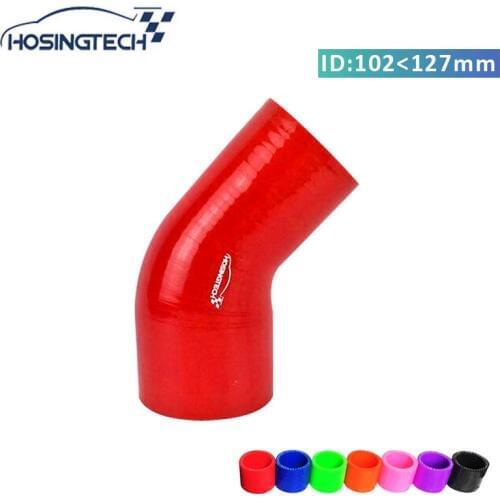 HOSINGTECH- high quality 5" to 4"(127mm-102mm) 4ply red 45degree silicone elbow air intake hose