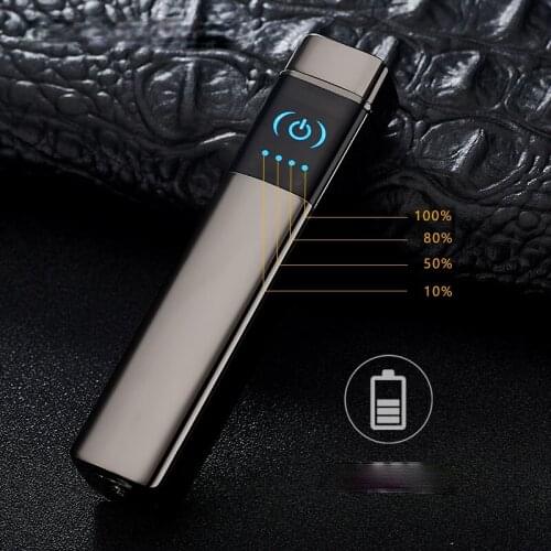 Square Double Arc LCD Induction USB Rechargeable Lighter Small and Exquisite Power Display Fast Ignition Smoking Accessories