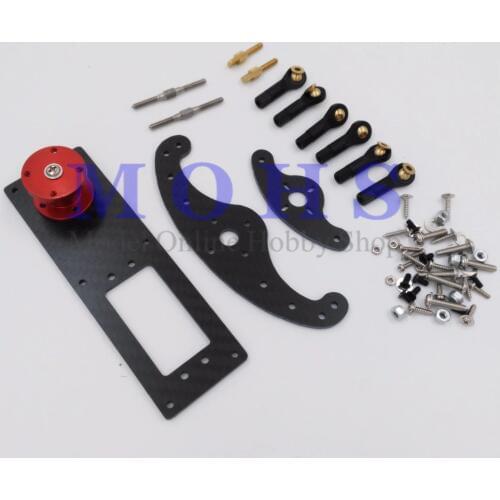 Carbon fiber 4inch vertical rudder mount rudder tray +servo arm + ball link + rod COMBO rc aircraft rudder pull pull servo tray