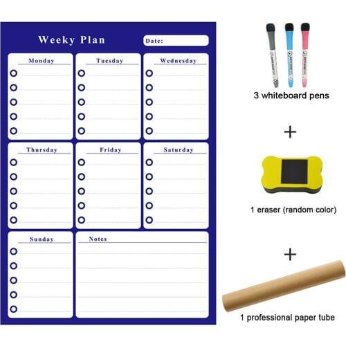 Magnetic Daily Weekly Monthly Planner Whiteboard Fridge Magnet Flexible Daily Message Drawing Refrigerator Calendar White Board