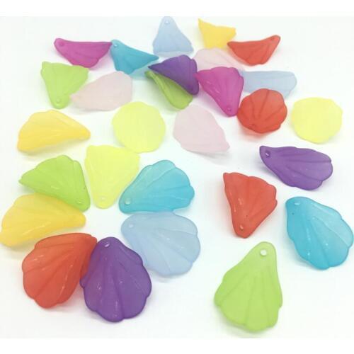 Acrylic Frosted Flower Leaf Loose Bead Jewelery Findings Headdress/Earrings DIY Beads Accessory 25.5x18mm y1477
