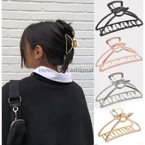 Minimalist Style Geometric Metal Catch Clip Hair Claw Moon Shape Clamps Ponytail Clip Women Bath Hair Clips Hair Accessories