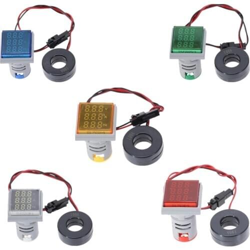 22mm Mini Indicator Led Light Lamp Digital Volt Amp HZ Measuring Rang AC50-500V 0-100A 0-99Hz Meter