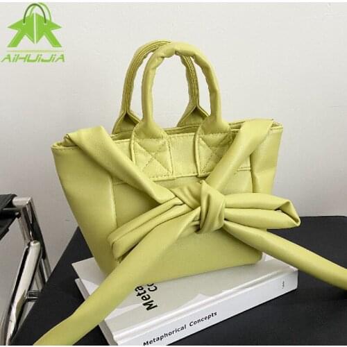Fashion Bow Handbag for Woman High Quality Soft Pu Leather Solid Color Shoulder Bag New Designer Female All-match Messenger Bags