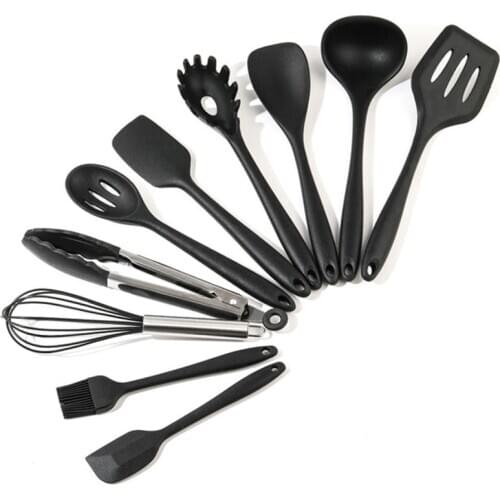 9/10/12PCS Silicone Cooking Utensils Set Non-stick Spatula Shovel Wooden Handle Cooking Tools Set With Storage Box Kitchen Tools