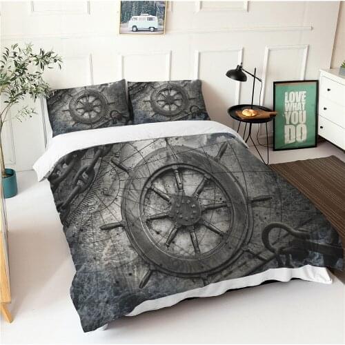 Navigation Sailboat Comforter Bedding Sets Sea Scenery Bed Cover Set 3D Print Bedspread Duvet Cover Pillowcases King Queen Size