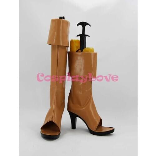 Newest Custom Made American Game LOL Brown Riven Cosplay Shoes Long Boots For Christmas Halloween Festival CosplayLove