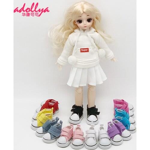 Adollya 5CM Shoes For Dolls Fashion Mini Lace-up Canvas Shoes Handmade Doll Accessories Toys For Children DIY Christmas Gift