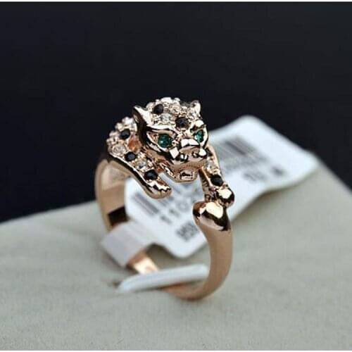 Wholesale Hot Sale Top Quality Micro Pave Cubic Zircon Crystals Leopard Ring Rose Gold C Fashion Brand Rings for Women