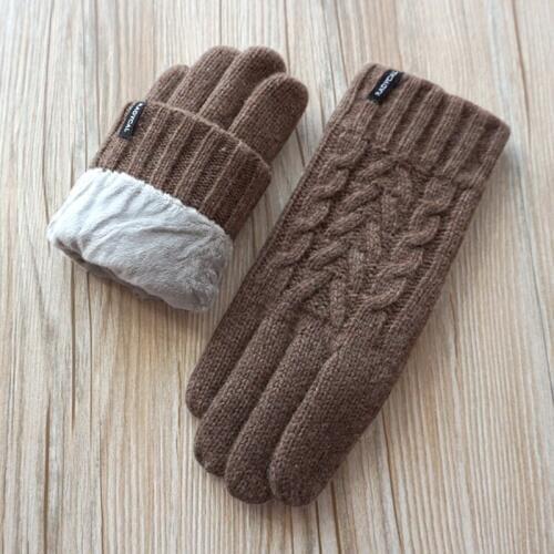 Autumn Winter Men Knitted Gloves Touch Screen High Quality Male Velvet Thick Warm Wool Cashmere Solid Gloves Men Mittens