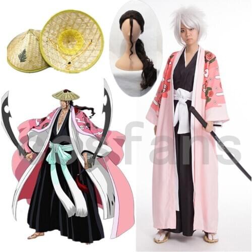 Bleach Cosplay 8th Division Captain Kyouraku Shunsui Cloak Unisex Pink Cape Shinigami Kimono Kurosaki Ichigo Black Top Pants