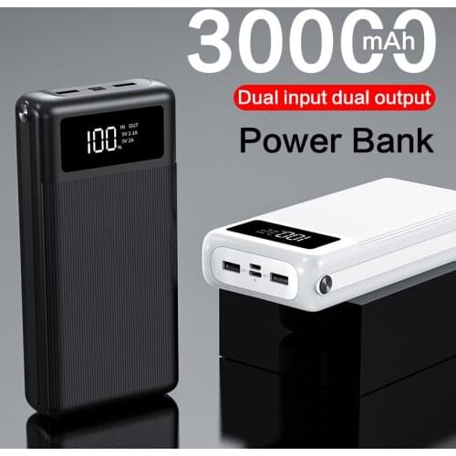 Large Capacity 30000mAh Power Bank Quick Charge 2 USB Fast Charging Portable Powerbank for IPhone Samsung Xiaomi Mi Dropshipping