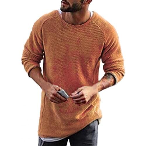 Casual Mens Sweater Solid Color Knitted Loose Thermal 2021 Male Pullover O Neck Long Sleeve Sweatshirt Knitwear Autumn