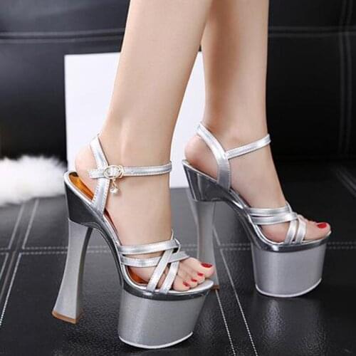 17.5cm thick-soled sexy sandals model pole dancing party heels new walking parade artifact womens shoes stiletto sandals