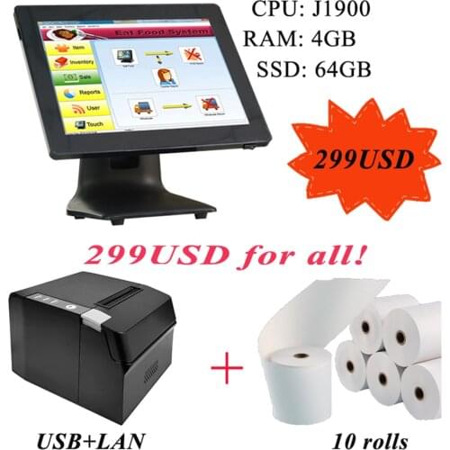 Touch Point of sale Windows Cash register pos all in one 15 inch EPOS systems For Retail