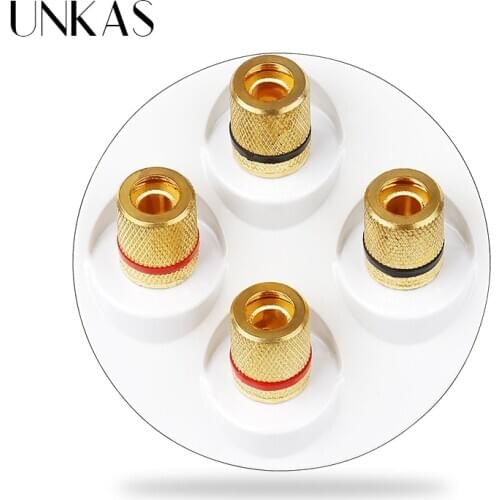 UNKAS A8 Free Combination Wall Four Way Stereo Socket DIY Modules Sounds Gold Plated Binding Post Amplifier Speaker Audio Outlet