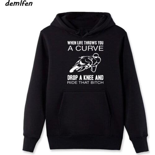 When Life Throws You A Curve Drop A Knee And Ride Mens Hoodie Funny Fashion Casual Fleece Sweatshirt Spring autumn Tops
