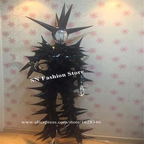 P31 Party cosplay black spine bodysuit Cone clothing disco show wears jumpsuit stage costumes dj bodysuit bar dress outfit club