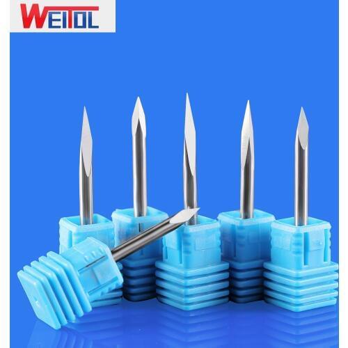 WeiTol 5PCS 3.175mm shank three face engraving bit 3 Edge Carbide Pypamid bits CNC machine engraving tool router bits