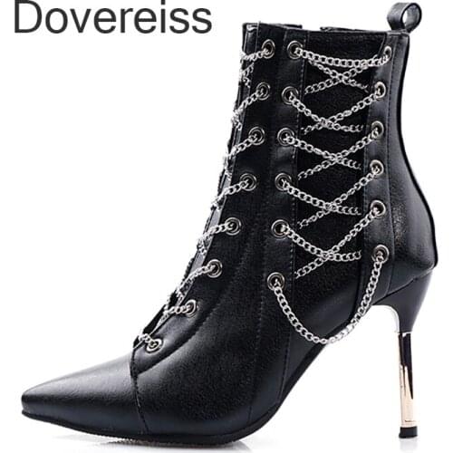 Winter For Woman New Fashion Sexy Pointed Toe Shoes Pure Color silver Zipper Boots Ankle Boots Stilettos Heels 10cm 45 46 47 48
