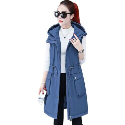 2021New Autumn Winter Down Cotton Vest Women Mid-Length Sleeveless Jacket Large Size Female Cotton Padded Parkas Thick Coat Lady