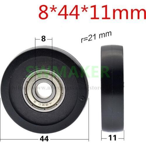 10pcs 8*44*11mm 608 rubber-coated TPU PU bearing pulley mechanical roller hard rubber guide wheel, silent wear resistance