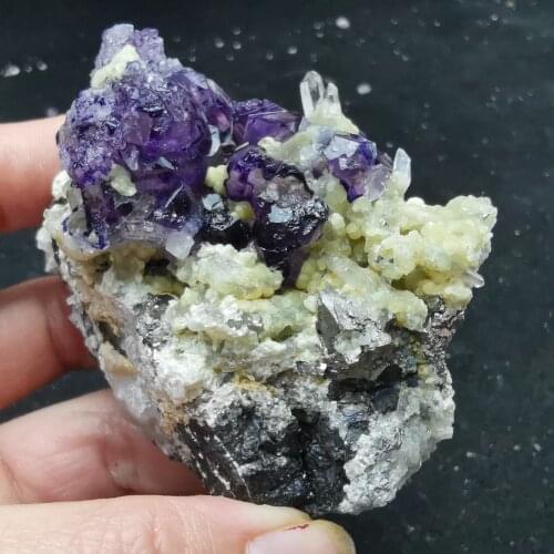 221.6gNatural purple fluorite arsenopyrite crystal mica crystal symbiosis teaching specimen healing home decoration QUARTZ GEM