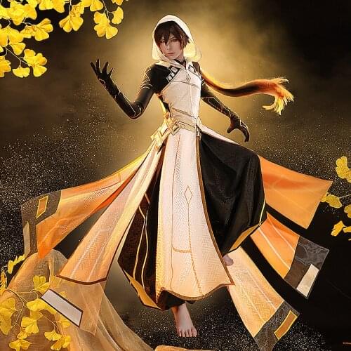 Anime Genshin Impact Liyue Harbor Zhongli Morax Game Suit Handsome Uniform Cosplay Costume Halloween Men Free Shipping 2021 New