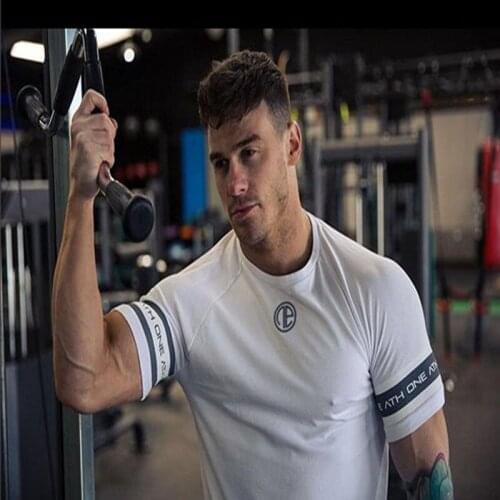 New Mens Summer Bodybuilding cotton Short sleeve t shirt Gyms Fitness shirts male casual workout black tee tops clothing