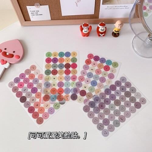 Kawaii Sationary Stickers Cartoon Simle Face Hand Account Sticker Star Decoration Material Cute Stationary Supplies 6pcs/set