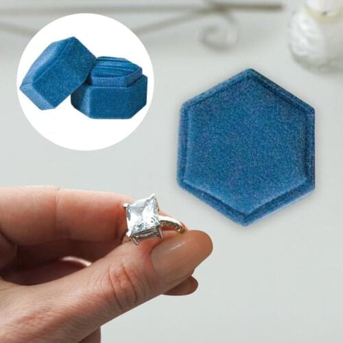 Ring Holder Hexagonal Velvet Double Ring Romantic Ring Storage Box
