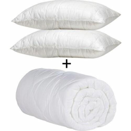 Double Cotton Chubby Quilt Set + 2 Pieces Pillow Non-Slip Slilicone Cushion Comfort Soft Sweet Home Guest