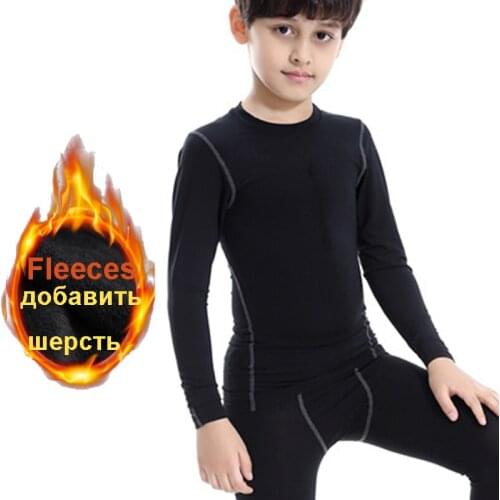 Boys winter Compression Shirt Long Sleeve TShirt warm tops rashguard exercise baby Clothes sport t shirt kids outfits sweatshirs
