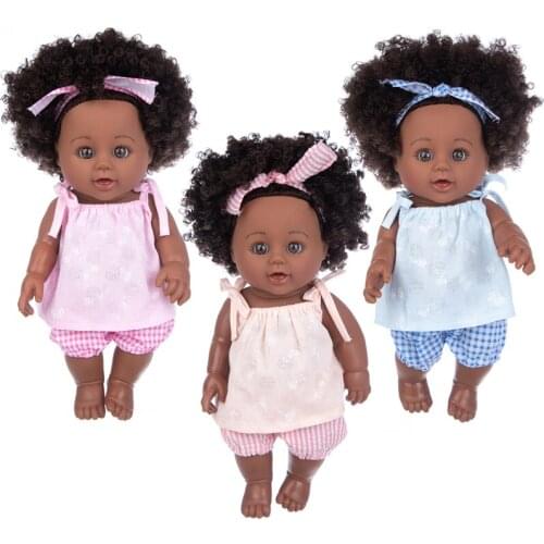 2021 Suit 12Inch Baby Dolls Pop Black Silicone Girl 30cm Born Poupee Boneca Baby Soft Toy Girl Todder Gift