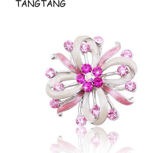 Fashionable Austria Crystal Stone Enamel Flower Brooch Pin Women Jewelry Cute Small Badges Fashion Jewelry Wholesale Price 4mm