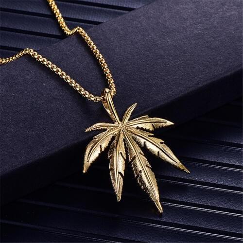 Men Women Golden Silver Color Hemp Leaf Pendants Link Chains Hip Hop Jamaica Esserteauiana Jewelry Necklaces
