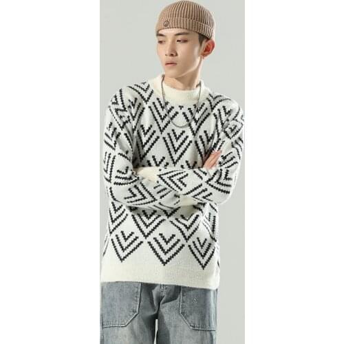 Mens Sweater Winter Mens Round Neck Sweater Pattern Casual Pullover Brand Slim Sweater Korean Fashion Knitted Pullover