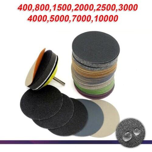 50Pcs Wet Dry Sandpaper Assortment 400-10000 Grit Sanding Disc Set 3 Inch 75mm Sanding Pad For Flocking Polishing Cleaning Tool