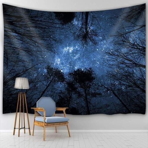 Forest Night Sky for Bedroom Ceiling Kitchen Wall Tapestry Polyester Fabric for Bedroom Kitchen TV Wall Living Room