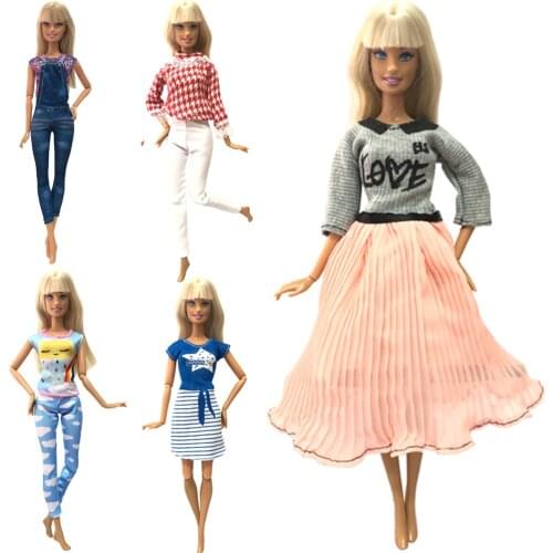 NK Newest 1 Set Doll Dress For Barbie Accessories Doll Princess Short Gown Skirt Daily Pants Tops Fashion Clothes Doll Toys JJ