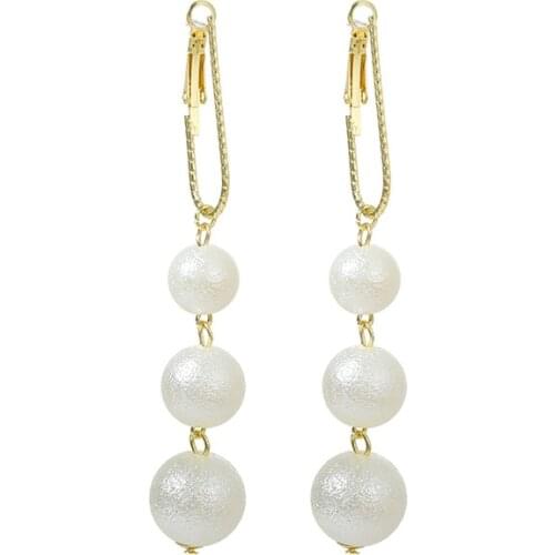 New Earrings Fashion Jewelry Exaggerated Big Imitation Pearl Long Earrings Wholesale Kolczyki Earrings For Women