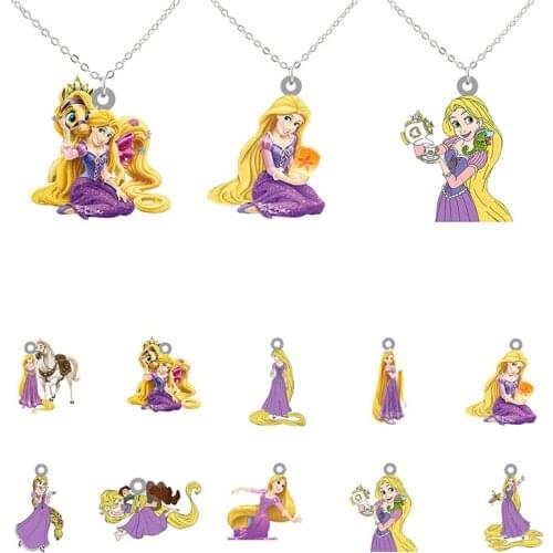 Disney Character Necklace Enchanted Princess Giselle Pattern Necklace Design Cartoon Acrylic Epoxy Jewelry
