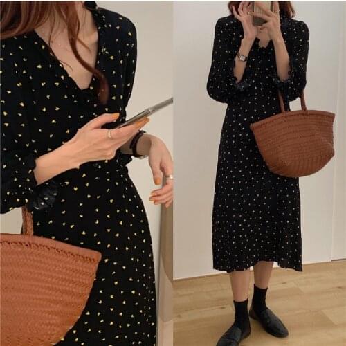S-XL New New Spring Dress Girls Boho Chiffon Female Vintage Dress Party oversize long Sleeve Women Dresses Robe Vestido