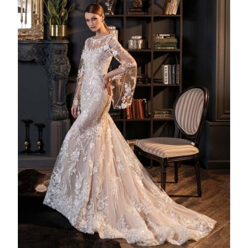 Romantic Light Mermaid Beach Boho Wedding Dress 2021 Lace Mariage Bride Gown Vestido de Noiva Elegant gowns Robe de mariee