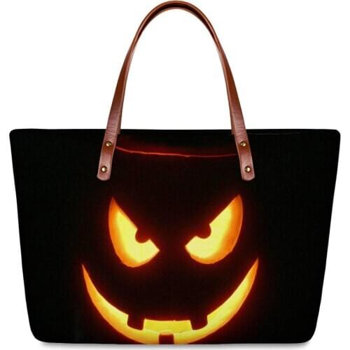 ELVISWORDS Lady Luxury Handbags Halloween Pumpkin Printing Party Totes Bags For Women 2020 New Shoulder Bags Girl Handbag Bolsa