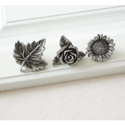 MFYS Antique Silver Knobs for Cabinets and Drawers Zinc Alloy Wardrobe Closet Door Pull Handle Vintage Kitchen Cabinet Hardware